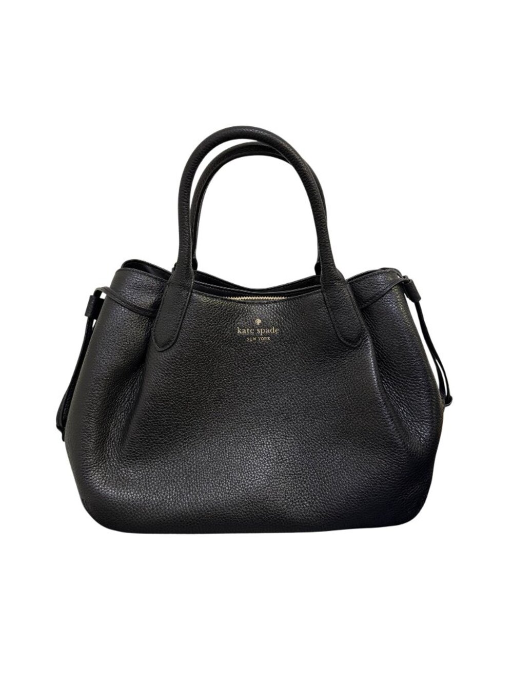 Kate Spade Black Pebbled Leather Satchel Bag With Adjustable Crossbody Strap